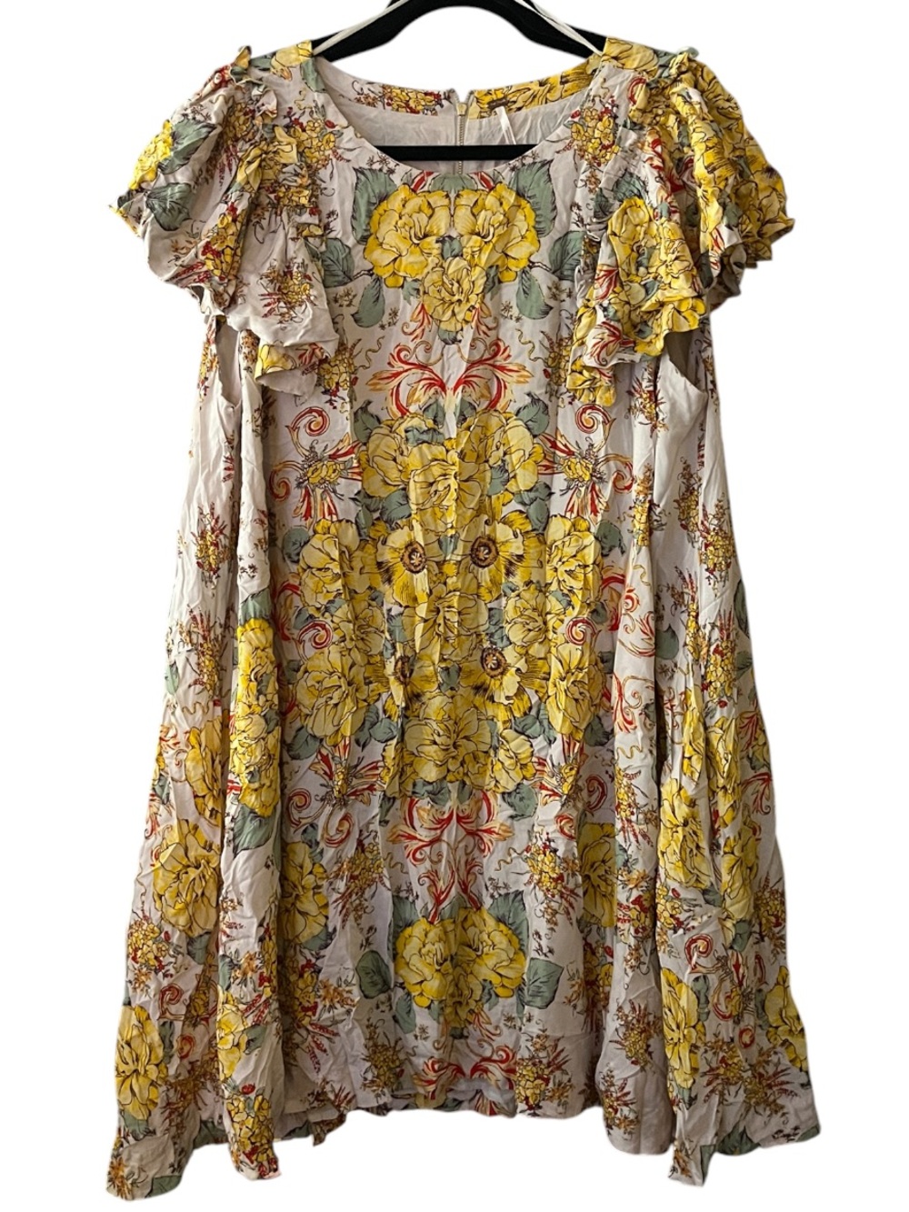 Free People Floral Babydoll Mini Dress | Botanical Print |Boho Cottagecore Large